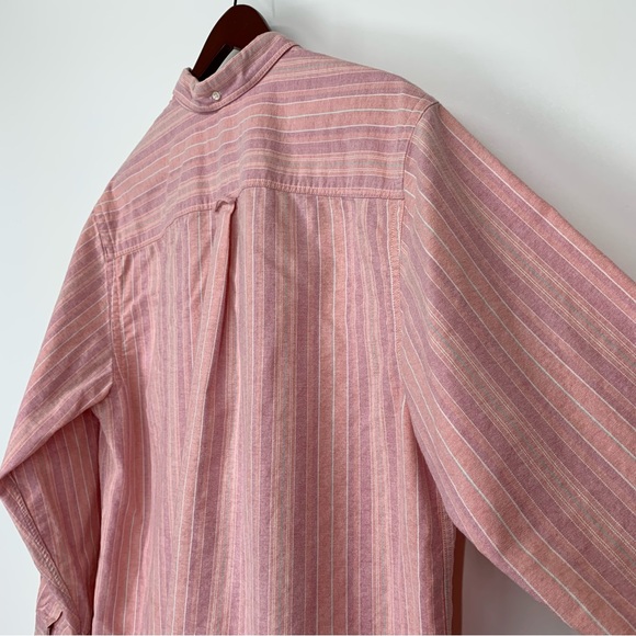 L.L. Bean Pink Blue Striped Long Sleeve Button Down Shirt Semi Casual Size Large - Picture 11 of 16